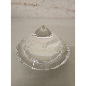 Signed Lenox 5” Cut Glass Diamond Paperweight Clear Prism Decor Heavy Bling